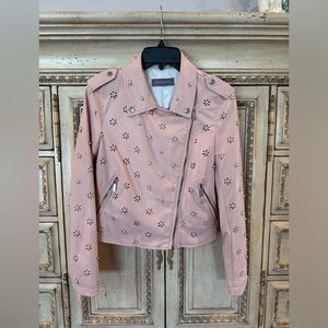 Vegan leather jacket pink pearls